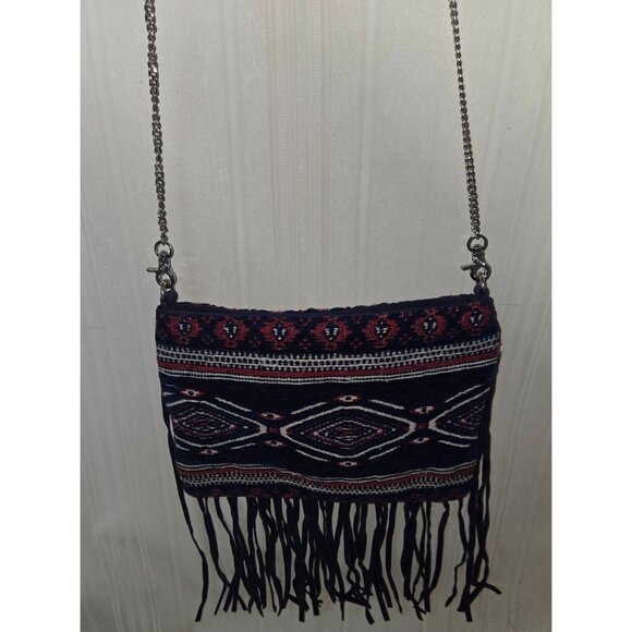 Ash & Sara Tapestry Fringe crossbody bag with Metal Strap NEW, no tag - Picture 4 of 7
